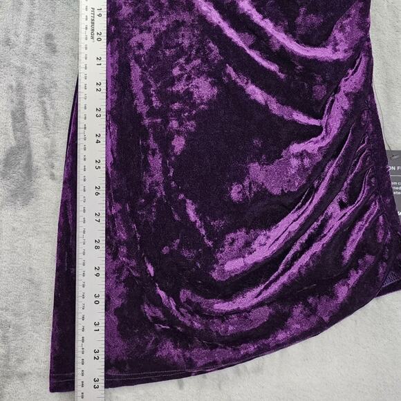 NEW Lulus Dress Womens XS Purple Muse Moment Crushed Velvet One-Shoulder Mini - Picture 10 of 11
